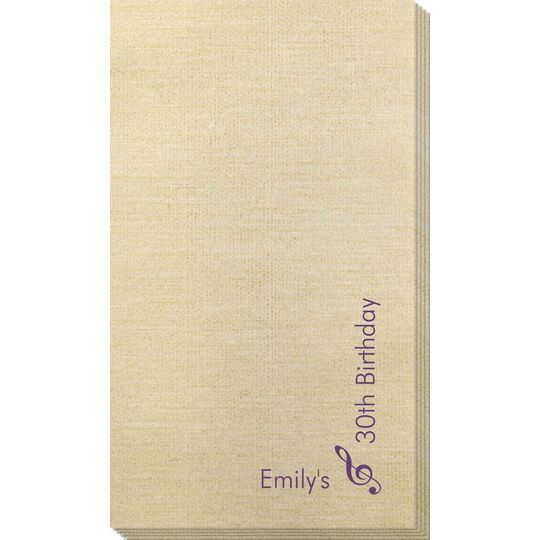 Corner Text with Treble Clef Design Bamboo Luxe Guest Towels